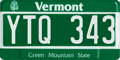 VT license plate YTQ343
