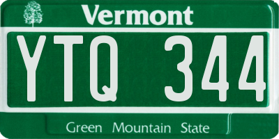 VT license plate YTQ344