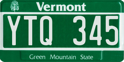 VT license plate YTQ345