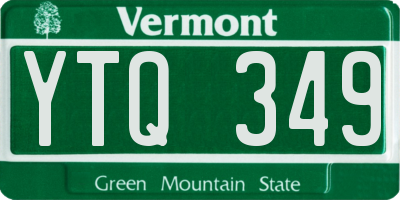 VT license plate YTQ349