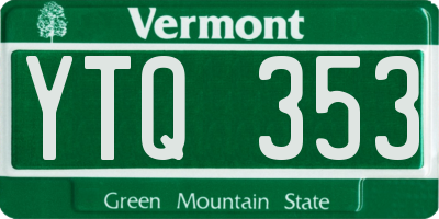 VT license plate YTQ353