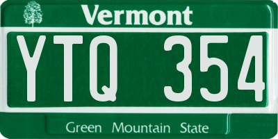 VT license plate YTQ354