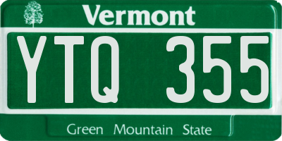 VT license plate YTQ355