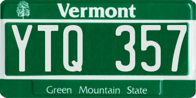 VT license plate YTQ357
