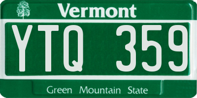 VT license plate YTQ359