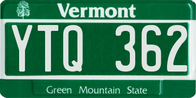 VT license plate YTQ362