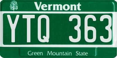 VT license plate YTQ363