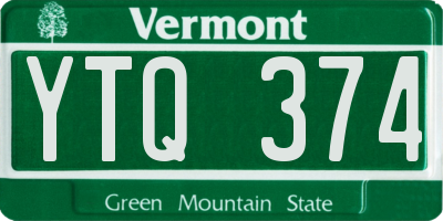 VT license plate YTQ374