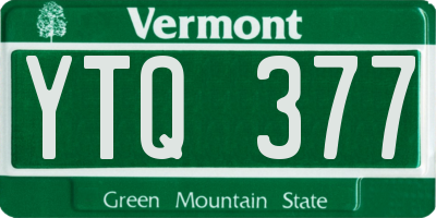 VT license plate YTQ377
