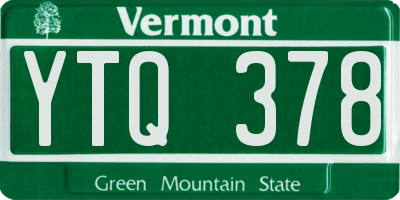 VT license plate YTQ378