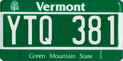 VT license plate YTQ381