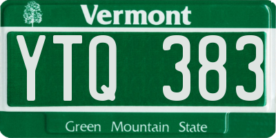 VT license plate YTQ383