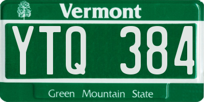 VT license plate YTQ384
