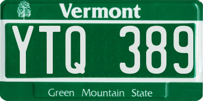 VT license plate YTQ389