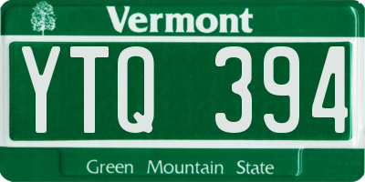 VT license plate YTQ394