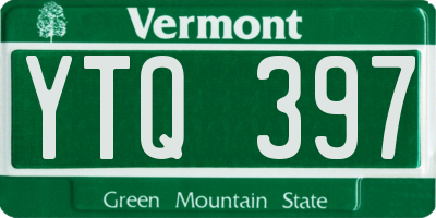 VT license plate YTQ397