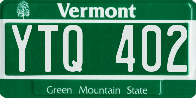 VT license plate YTQ402