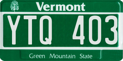 VT license plate YTQ403