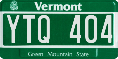 VT license plate YTQ404