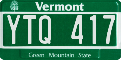 VT license plate YTQ417