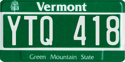 VT license plate YTQ418