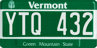 VT license plate YTQ432