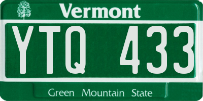 VT license plate YTQ433