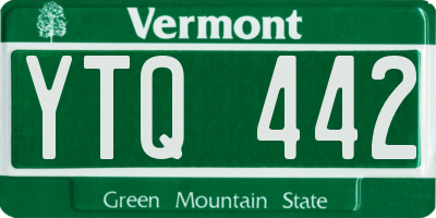 VT license plate YTQ442