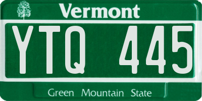 VT license plate YTQ445