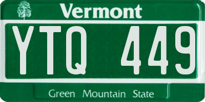 VT license plate YTQ449