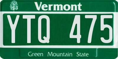 VT license plate YTQ475