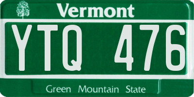 VT license plate YTQ476
