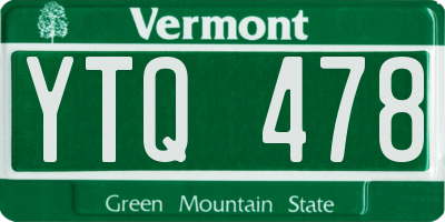 VT license plate YTQ478