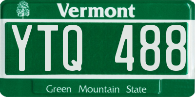 VT license plate YTQ488