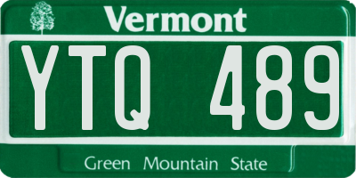 VT license plate YTQ489