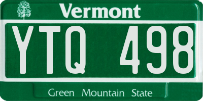 VT license plate YTQ498
