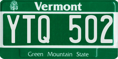 VT license plate YTQ502