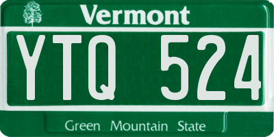 VT license plate YTQ524