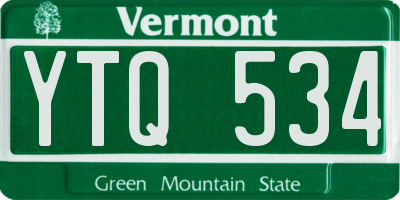 VT license plate YTQ534