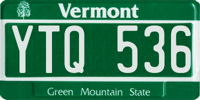 VT license plate YTQ536