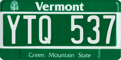 VT license plate YTQ537