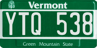VT license plate YTQ538