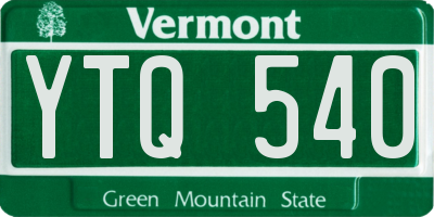 VT license plate YTQ540