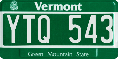 VT license plate YTQ543