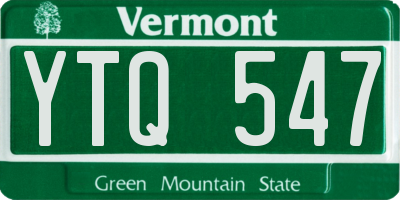 VT license plate YTQ547