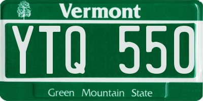 VT license plate YTQ550
