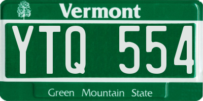 VT license plate YTQ554