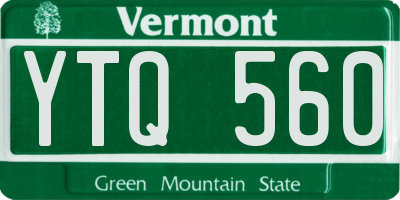 VT license plate YTQ560
