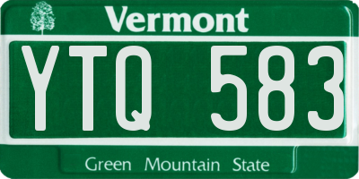 VT license plate YTQ583