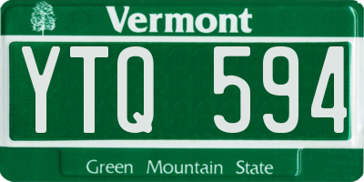 VT license plate YTQ594